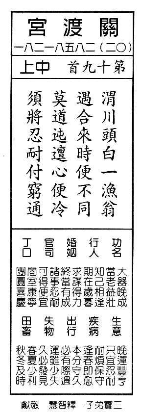 渭川頭白一漁翁|籤詩網‧澎湖天后宮一百籤